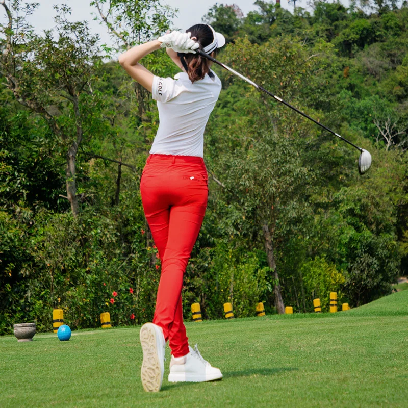 

Golf clothing golf ladies red golf trousers breathable sun protection clothing golf short sleeves