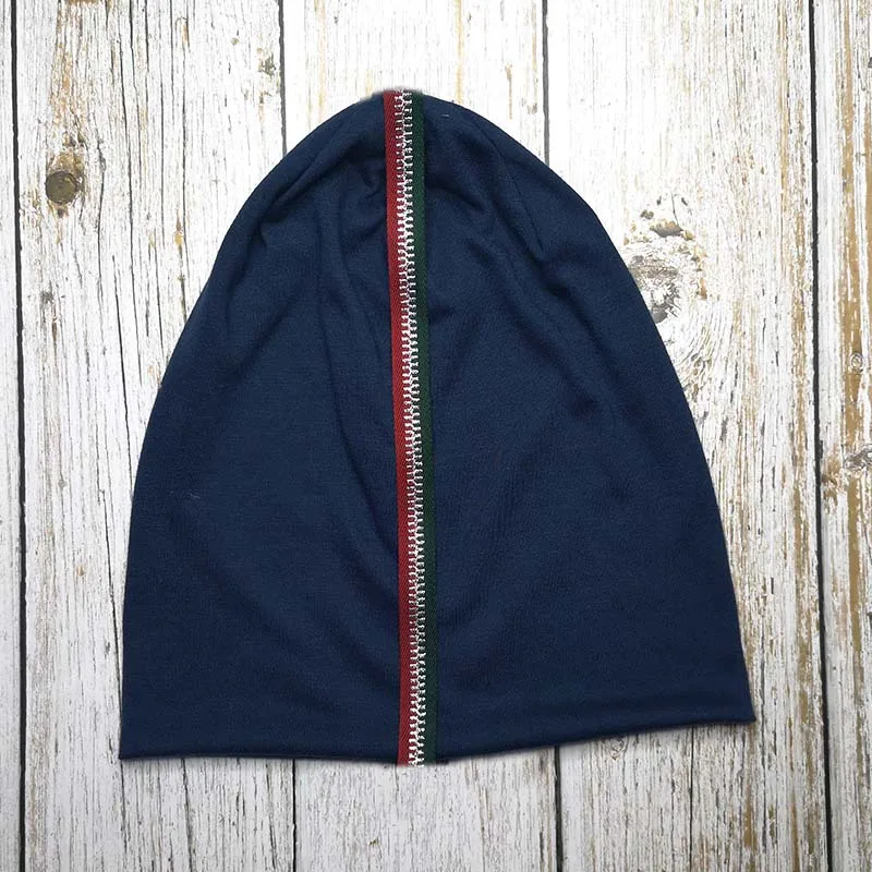Women Black Slouchy Plain Cotton Beanies Hats For Winter Autumn Ladies Casual Zipper Oversize Female Hip Hop Skullies Caps |