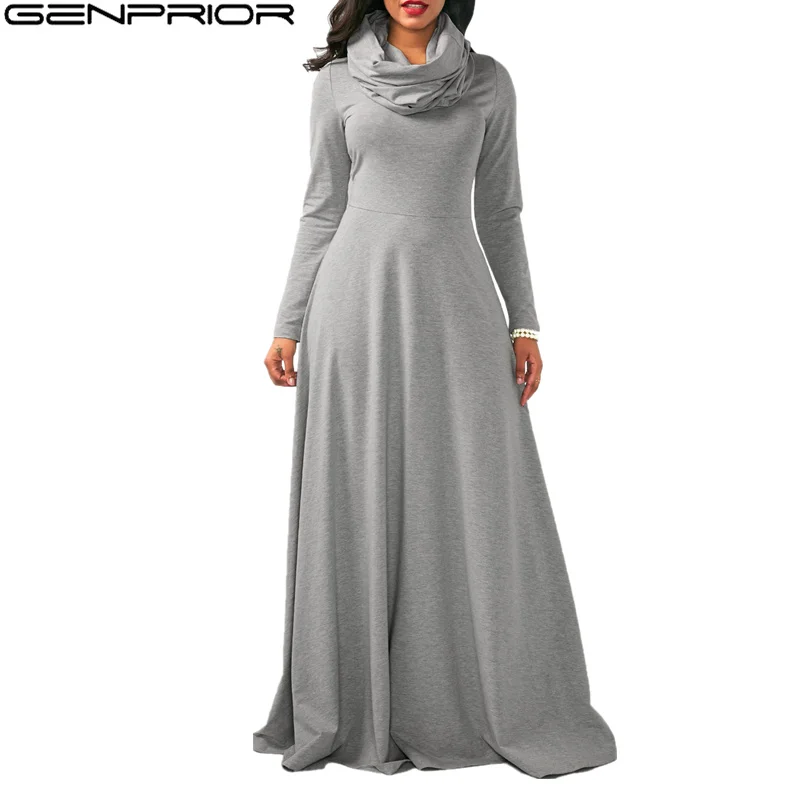 Женское осеннее пикантное платье GENPRIOR разных размеров с воротником-хомутом