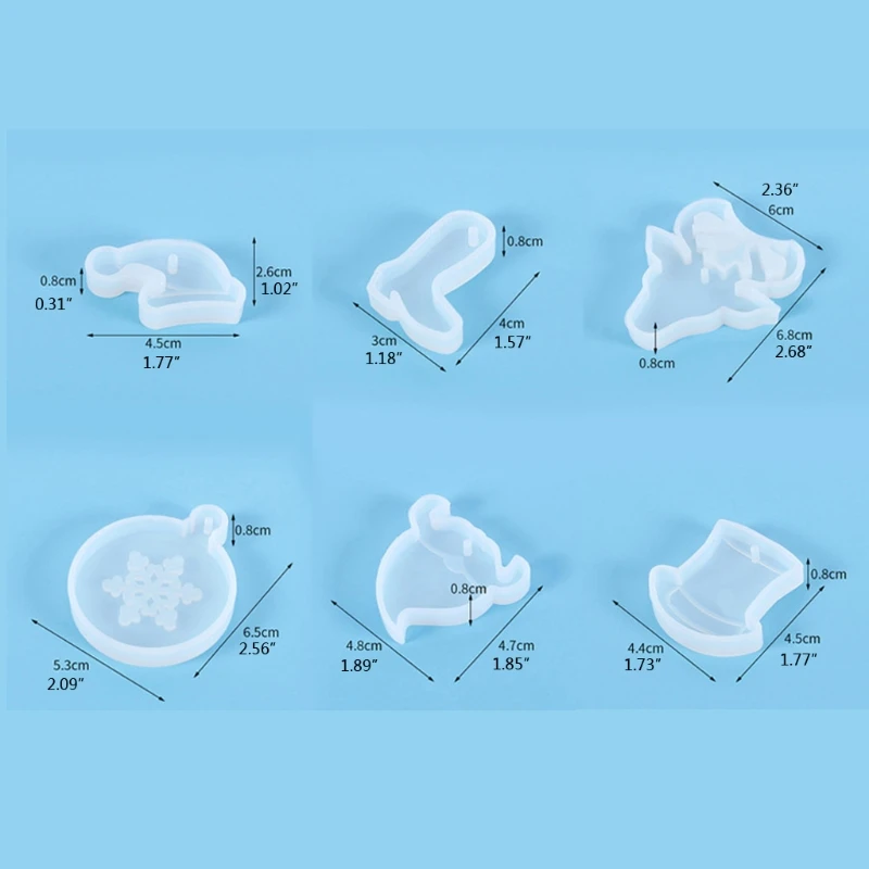 

14Pcs Christmas Tree Snowflake Mold Christmas Silicone Epoxy Resin Pendant Mould 62KE