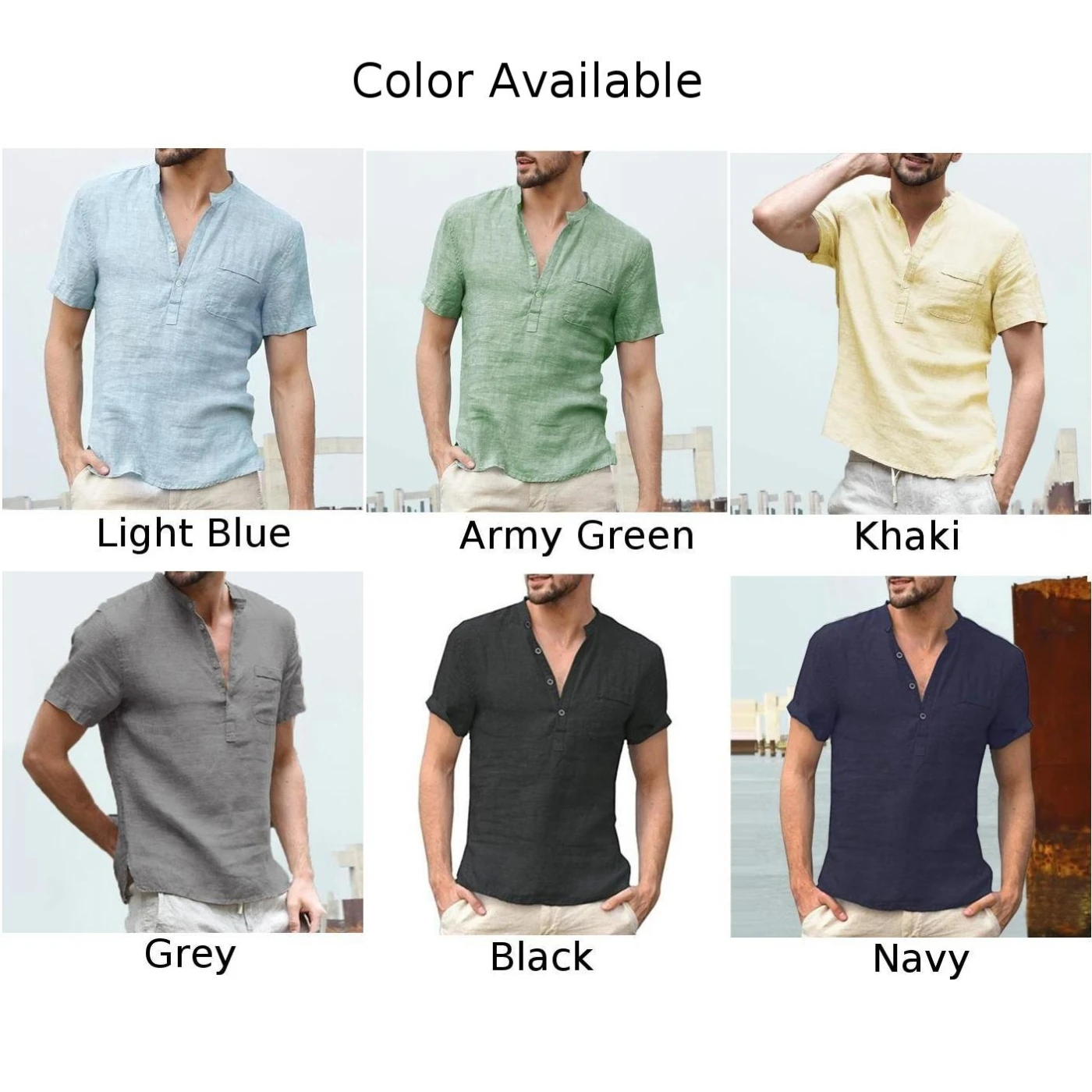 Топы Повседневная рубашка с короткими Рукавами Летняя льняная свободная Мужская