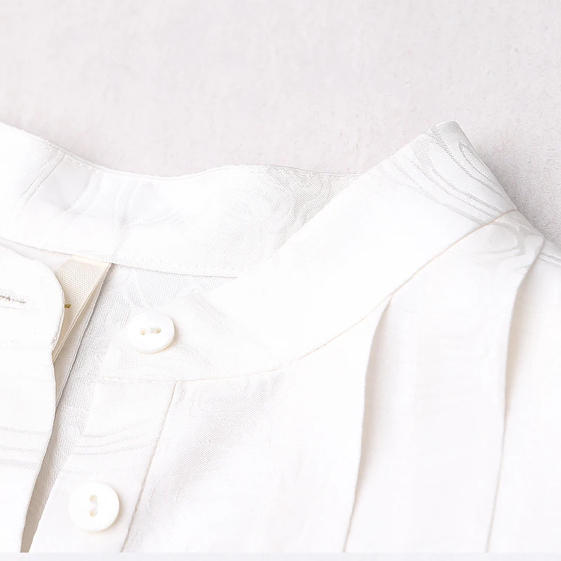 VOA белая 100% Шелковая футболка повседневные офисные женские топы на весну с коротким рукавом корейская