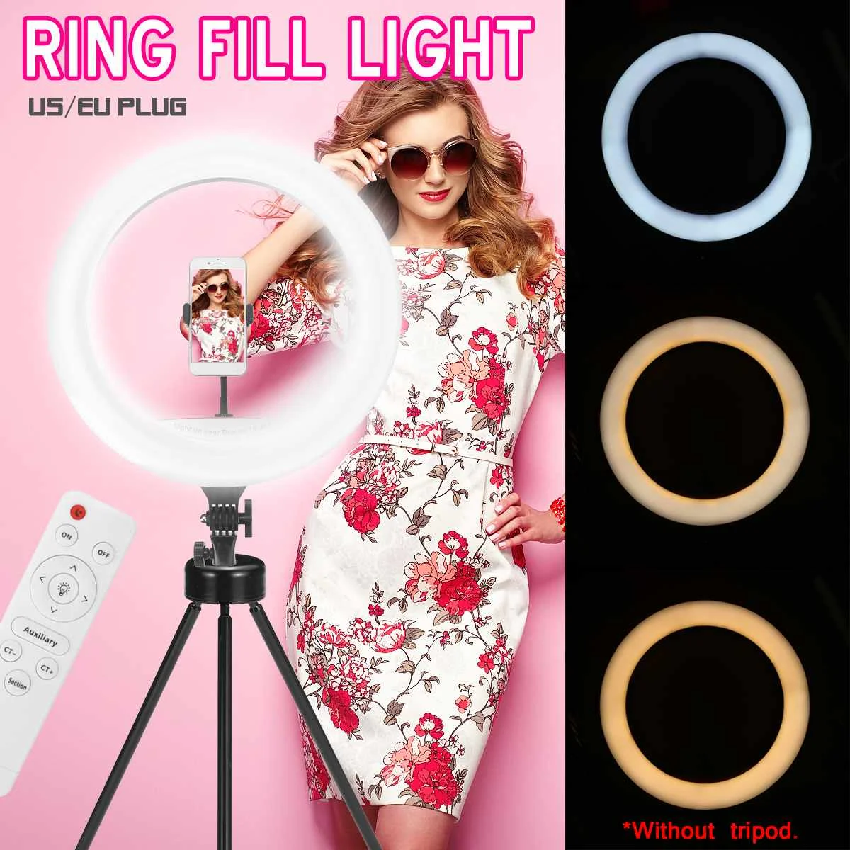 

416LEDs 18 Inchs Led Ring Lamp+PTZ+phone clip Adjustable Youtube Live Video Photographic Products Fill Light Selfie Ring Lamp