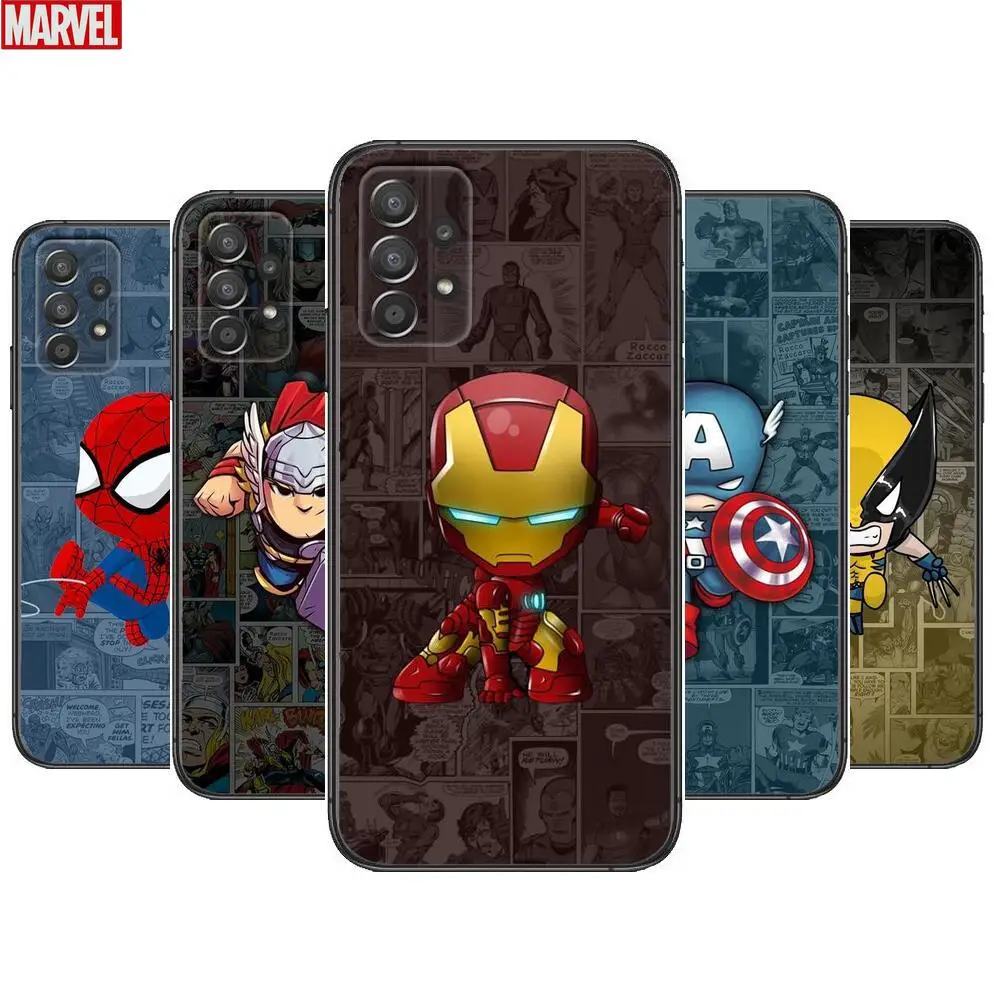 

Marvel comic mini Phone Case Hull For Samsung Galaxy A70 A50 A51 A71 A52 A40 A30 A31 A90 A20E 5G a20s Black Shell Art Cell Cove