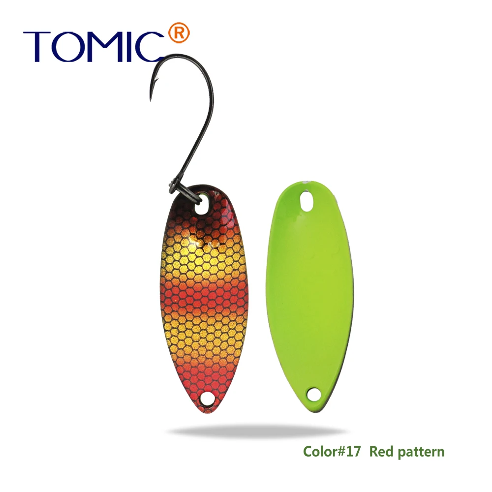 Red Pattern Tomic 2 г 3,5 г 5,5 г латунные рыболовные лезвия 1 шт. набор сверхлегкий УФ цвет металлическая приманка микро литье форель бас ложка - Цвет: Red Pattern