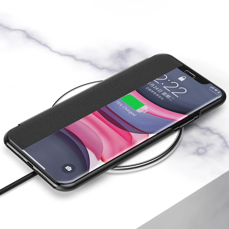 Роскошный зеркальный Чехол книжка из искусственной кожи для iPhone 12 11 XS XR 8 7 6 Plus SE