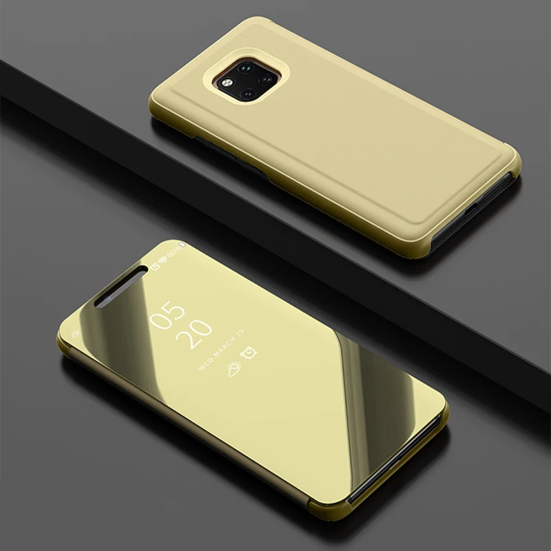 Gold Умный зеркальный чехол для телефона для huawei Y5 Y6 Y7 Y9 Y6 Pro Y6 Y7 Y9 Prime Y5 Y6 Y9 Nova 5 5i Pro 2 2i 3i 3e 4 4e Lite Полное покрытие - Цвет: Gold