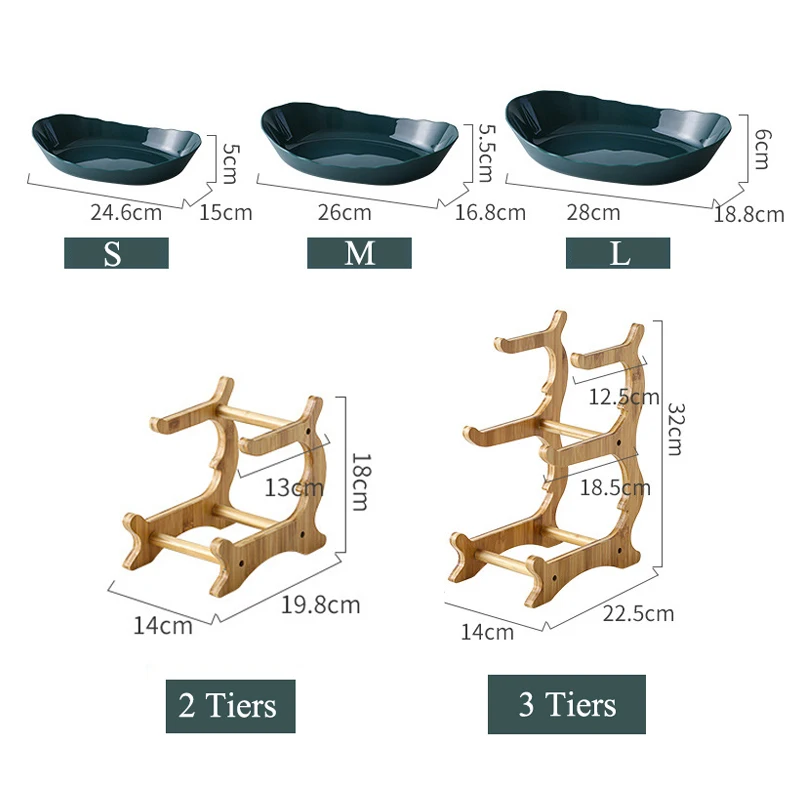 2/3 Tiers Fruit Storage Display Plate Snacks Dessert Holder Bowl With Wood Shelf Party Kitchen Serving Platter Decor Box | Дом и сад