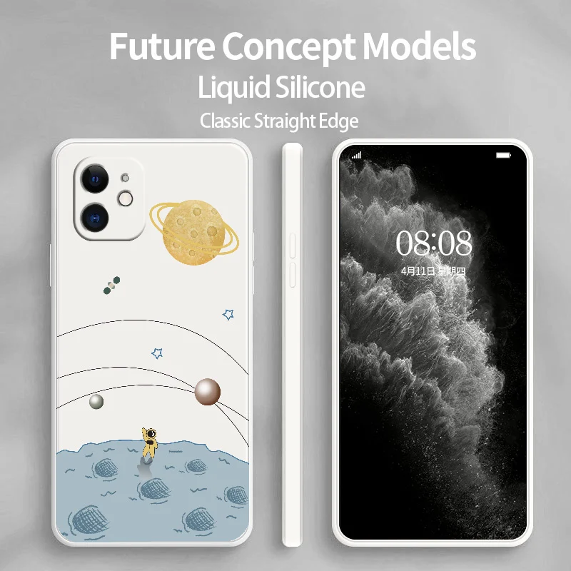 

Little Fish Planet Phone Case For iPhone 12 13 11 Pro Max X XS XR XSMAX SE2020 8 8Plus 7 7Plus 6 6S Plus Liquid Silicone Cover