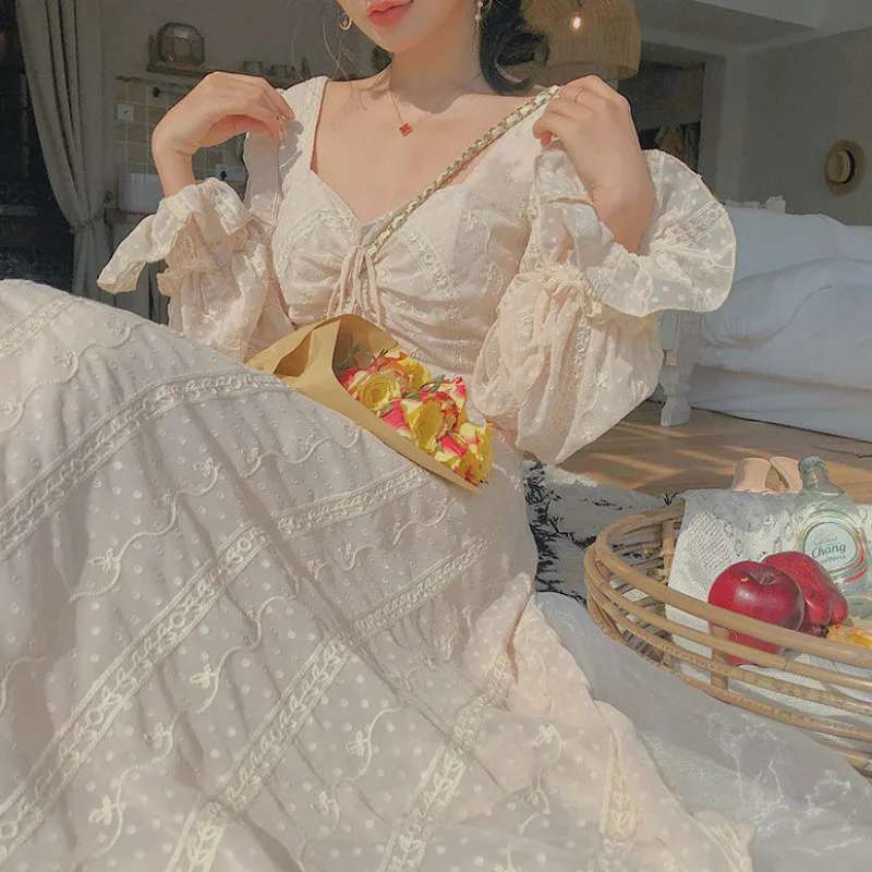 

Vintage Fairy Dress Women Elegant Designer Chiffon Dress Long Sleeve French Party Dress Casual Women's Clothing Autumn 2021