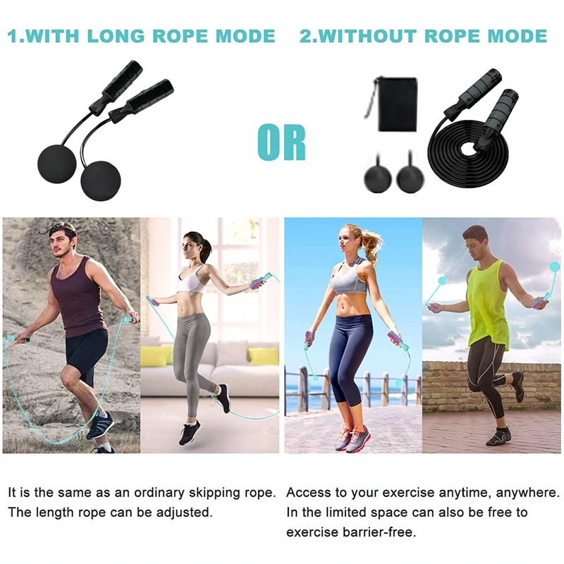 

Ropeless Rope Skipping Gravity Ball Foam Handle Skip Cordless Jump with Long Rope Kids Adults Portable Fitness Equipment