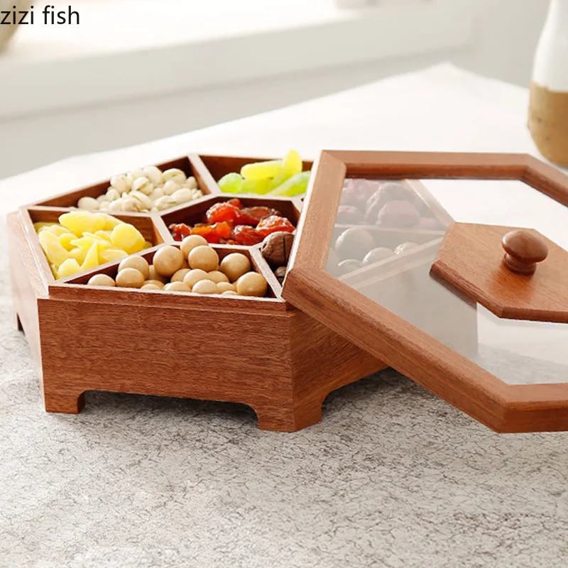 Деревянная коробка для сушеных фруктов креативная конфет с отделенной крышкой