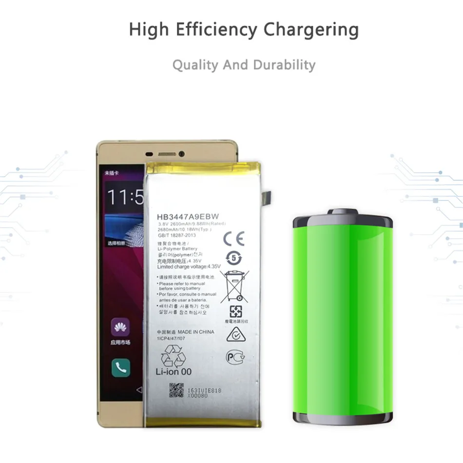 

For Huawei P8 Battery HB3447A9EBW Battery for Huawei Ascend P8 GRA L09 / GRA-L09 / UL00 / TL00 / TL10 / UL10 Battery