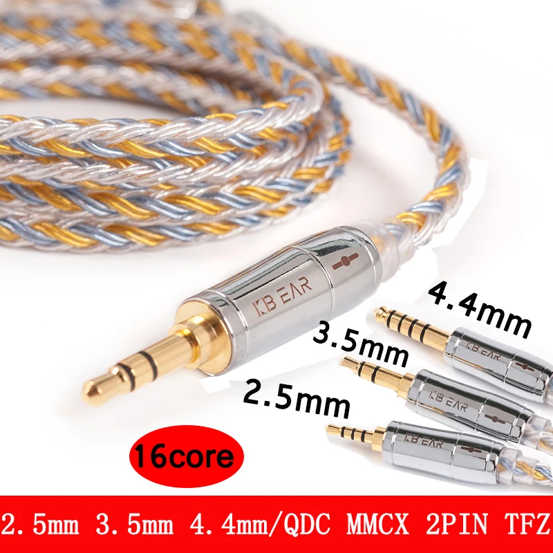 16 ядра Модернизированный посеребренный Медь кабель 2 5/3 5/4 4 мм с MMCX/2pin/QDC TFZ разъем