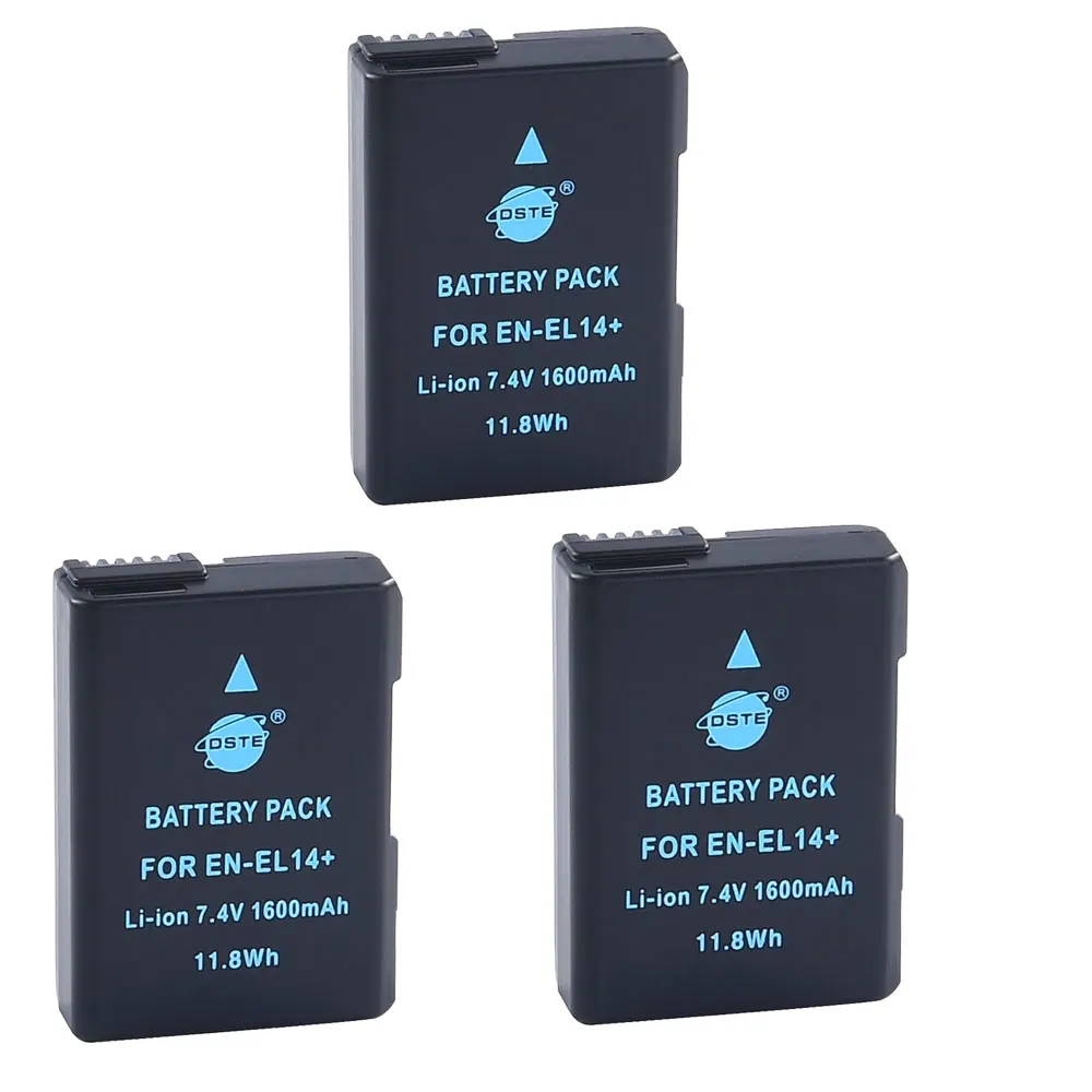 3 batteries 1600 мАч 3 шт. EN-EL14A EN-EL14 ENEL14 Батарея+ Зарядное устройство для Nikon D3100 D3200 D3300 D3400 D3500 D5600 D5100 D5200 P7000 батареи - Цвет: 3 batteries