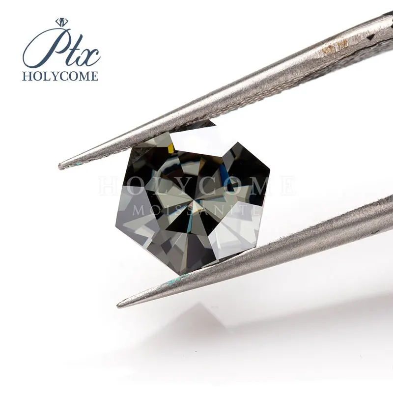 

8x8mm 2020 hot sale GRA Dark Gray special cut hexagon loose moissanite supplier factory direct sale free carvinggemstone