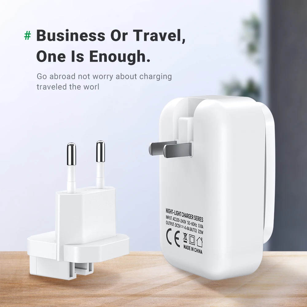 TOPK настенный адаптер для путешествий с 4 портами EU/US/UK/AU 22 Вт светодиодный USB