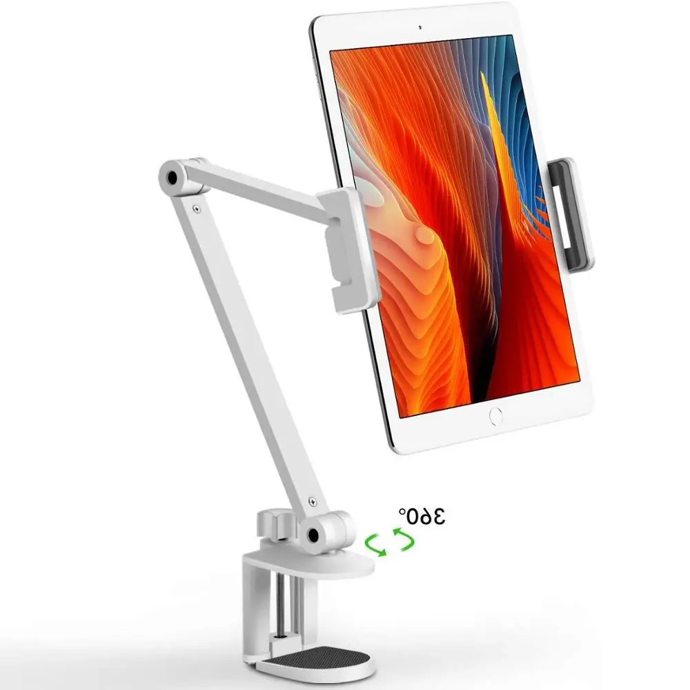 

Подставка для планшета, вращающаяся длинная ручка, держатель для планшетов с регулируемой высотой/углом наклона, из алюминиевого сплава, кр...