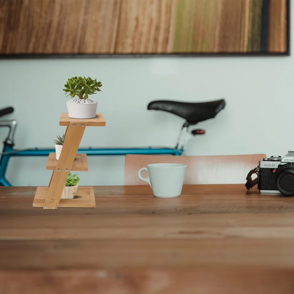 

1pc Flowerpot Holder Balcony Flower Rack Decorative Flower Rack (Light Brown)