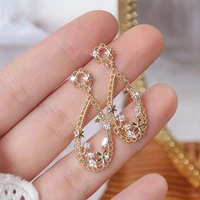 vintage advanced hollow out water drop dangle earrings for women designer luxury high quality jewelry aaa zircon s925 needle