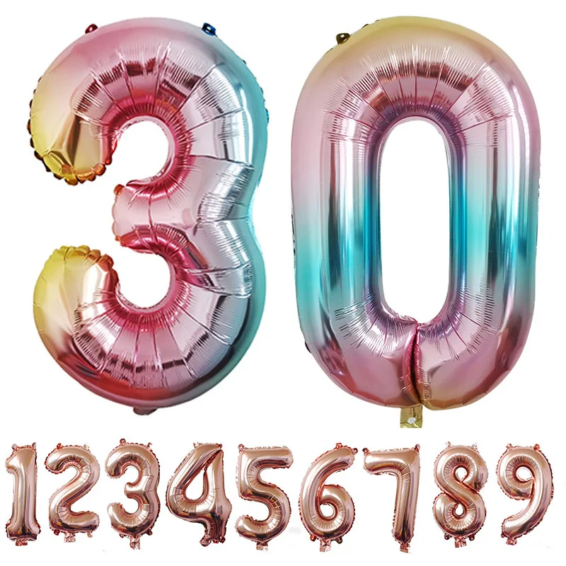 16 32 дюйма с милыми животными номер 0 9 мультяшный воздушный шар из фольги