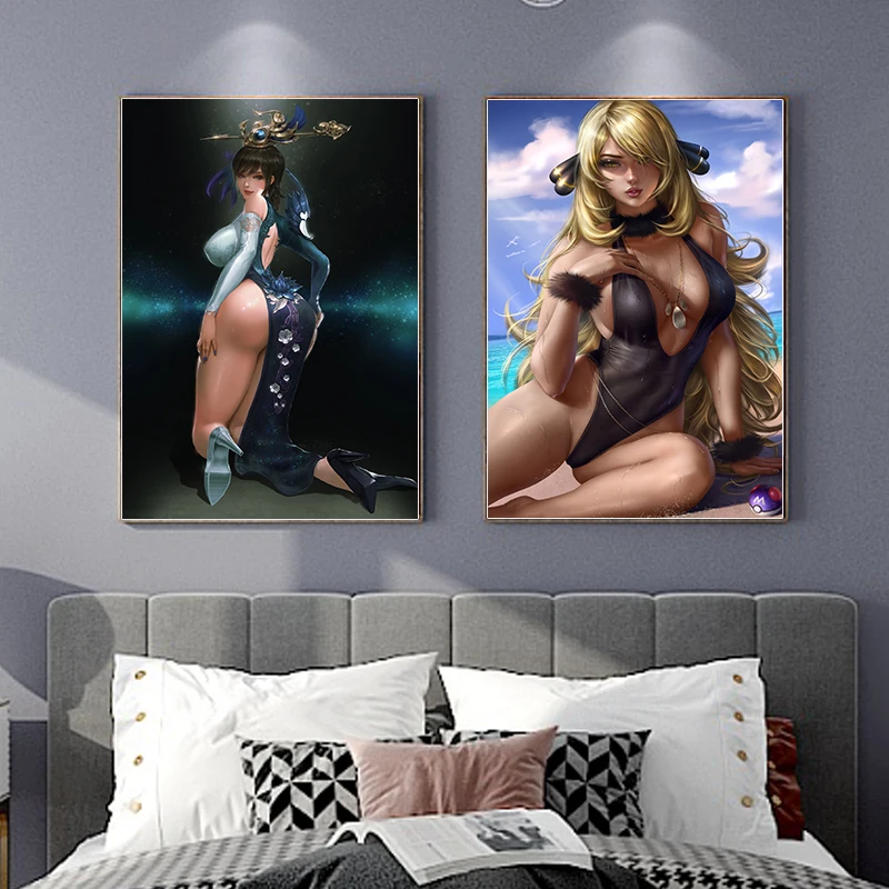 Холст для живописи wall art Аниме игра фигура Плакаты пикантные королевские туфли