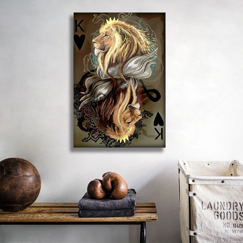 

Modern Abstract Animal Lion Poker Posters and Prints Canvas Paintings Wall Art Pictures for Living Room Decor