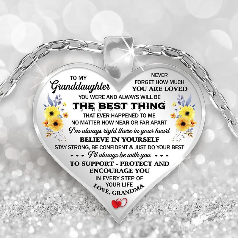 Модное ожерелье Любовь бабушка моей внучке эпоксидное цветное с подвеской в виде