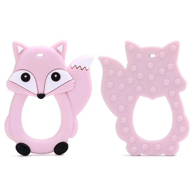 

1pc Silicone Fox Teether Pendant Food Grade Silicone Toys For Baby Chew Pacifier Clips Accessories BPA Free
