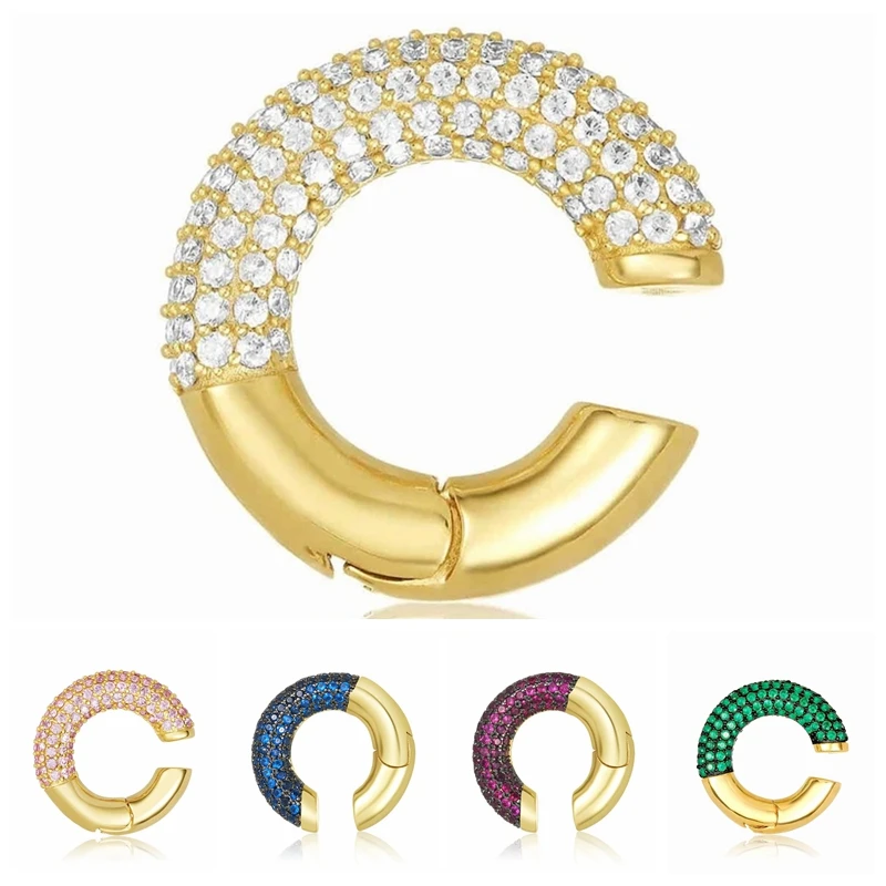 

CANNER Classic C-shaped Ear Cuffs For Unpierced Ears Luxury Full Rhinestone All-match Ear Bone Clip Earrings For Men Women 1PCS