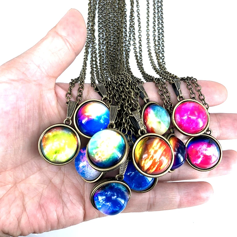 Nebula Galaxy двусторонний кулон ожерелье для женщин Вселенная серьги в виде планет