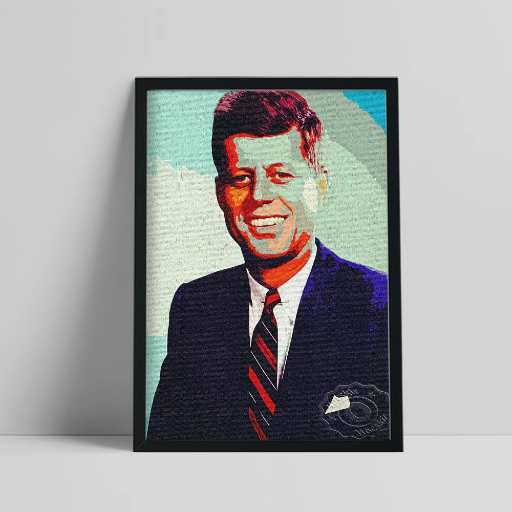 

John F. Kennedy Poster, America President Prints Art, Jack Kennedy Portrait Wall Painting, Jfk History Celebrity Wall Picture