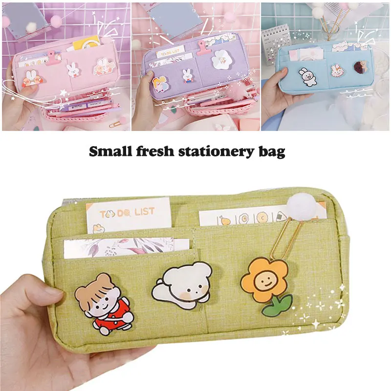 Large Capacity Pencil Case Pen Bag High Quality Ice cartoon animals Color Storage Pouch Organizer for Stationery School | Канцтовары для