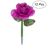 12pcs creative rose flower pen ballpoint pen office school writing supplies stationery accessories purple