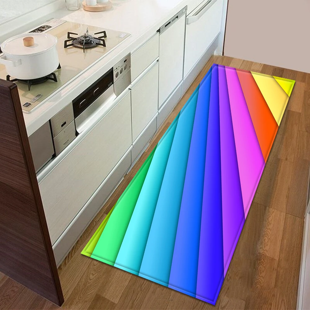 Kitchen Mat Bedroom Entrance Doormat 3D Geometric Pattern Home Floor Decoration Living Room Carpet Bathroom Non-Slip Rug