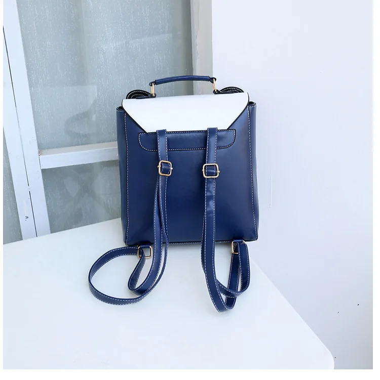 

Fashion Embroidery Girl Backpacks Cartoon cat student School Bags PU Leather Women Backpack Female Shoulder Bag mochila black