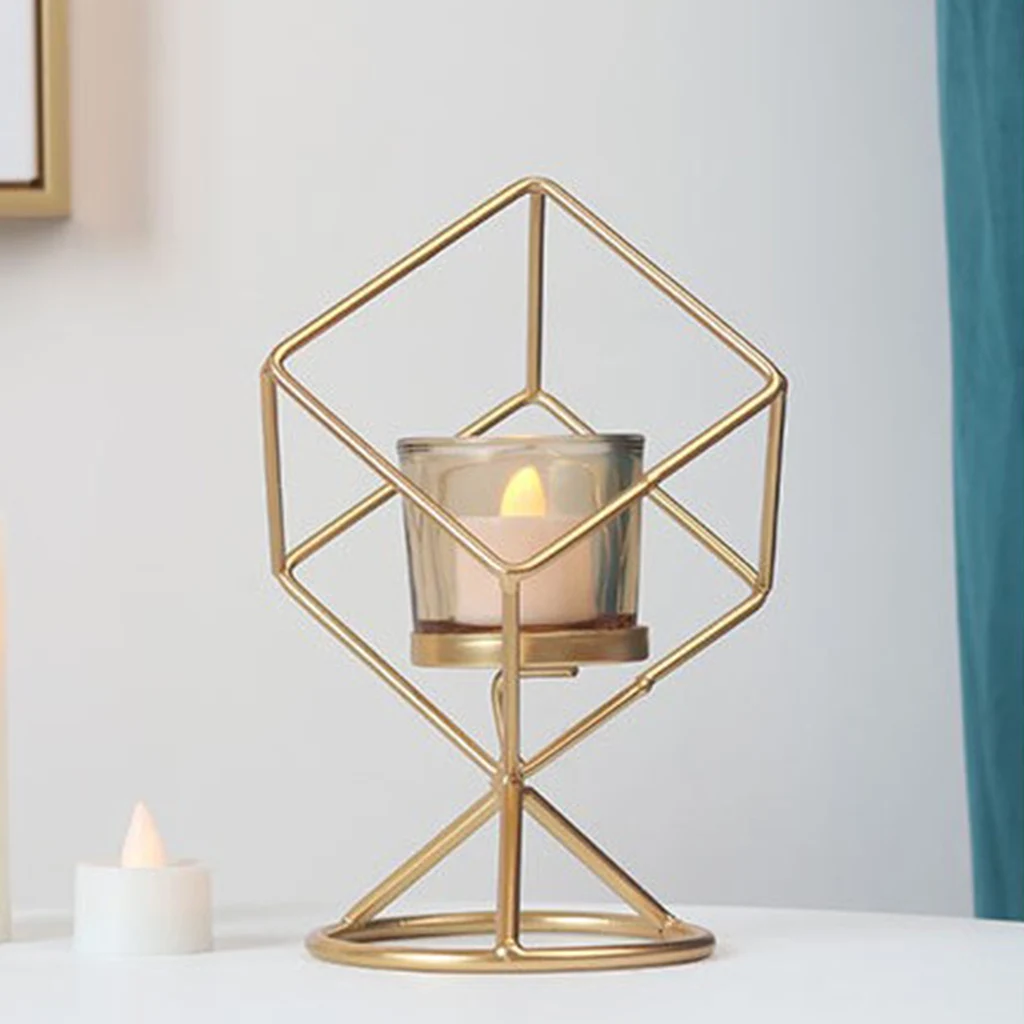 Nordic Style 3D Geometric Candle Holder Metal Candlestick Party Centerpieces