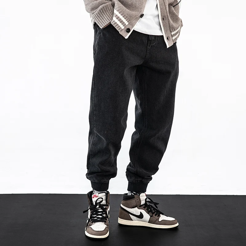 Japanese Vintage Fashion Men Jeans Loose Fit Casual Denim Cargo Pants Wide Leg Harem Trousers Street Hip Hop Joggers Jeans Men