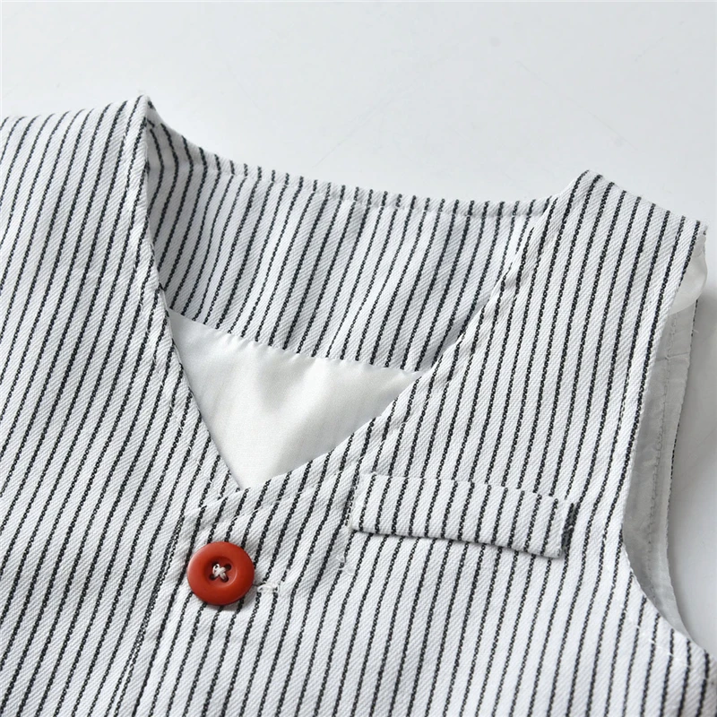 3 шт. Детская осенняя одежда деловые костюмы жилет в полоску + белая рубашка с