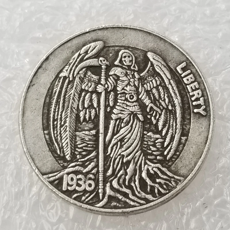 US 1936 Ангел череп посеребренные копии монет подарок для коллекции Прямая