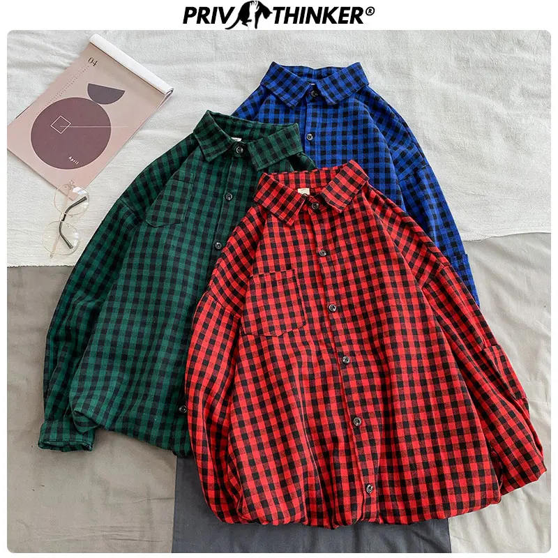 Privathinker клетчатая цветная Повседневная Уличная одежда женские рубашки осень 2020
