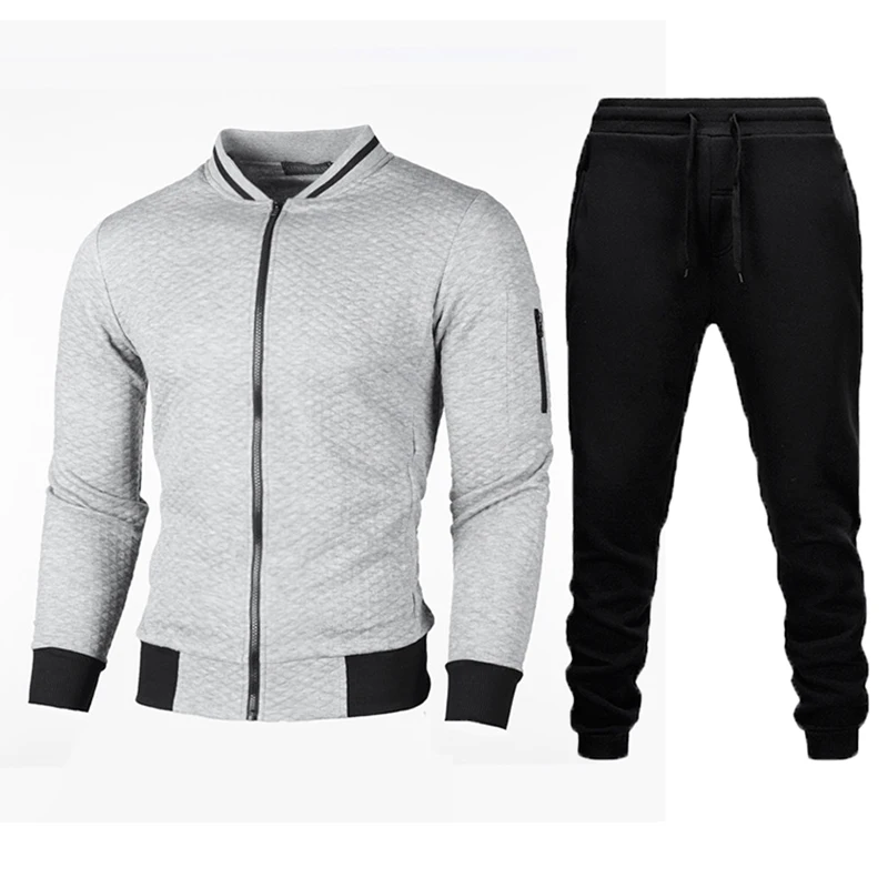 

Новинка, мужской спортивный костюм, весна-осень 2021, модный двухкомпонентный кардиган + брюки, мужской повседневный спортивный костюм на молнии, мужской спортивный костюм