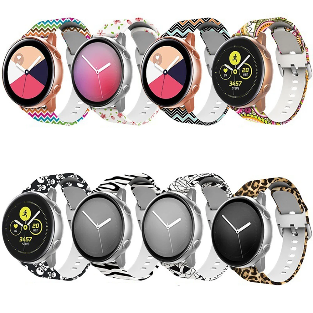 Ремешок силиконовый для Samsung Galaxy Watch 42 мм Active 2 Gear S2 S4 браслет с принтом Huawei Amazfit Bip 20