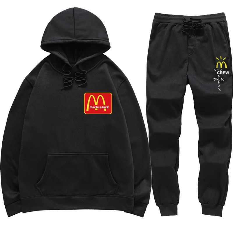 

Мужские комплекты тренировочная толстовка с капюшоном и спортивные штаны из 2 предметов флисовая уличная одежда для бега с принтом кактуса ...