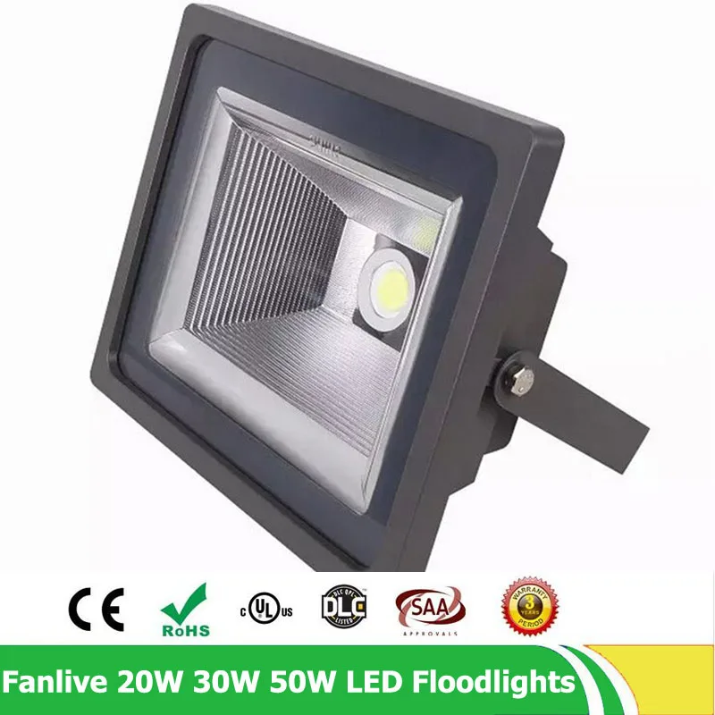 

6pcs/lot COB 20W 30W 50W Led Flood Lamp IP65 Waterproof Outdoor Wall Spotlight Garden Landscape AC85-265V Led Reflector