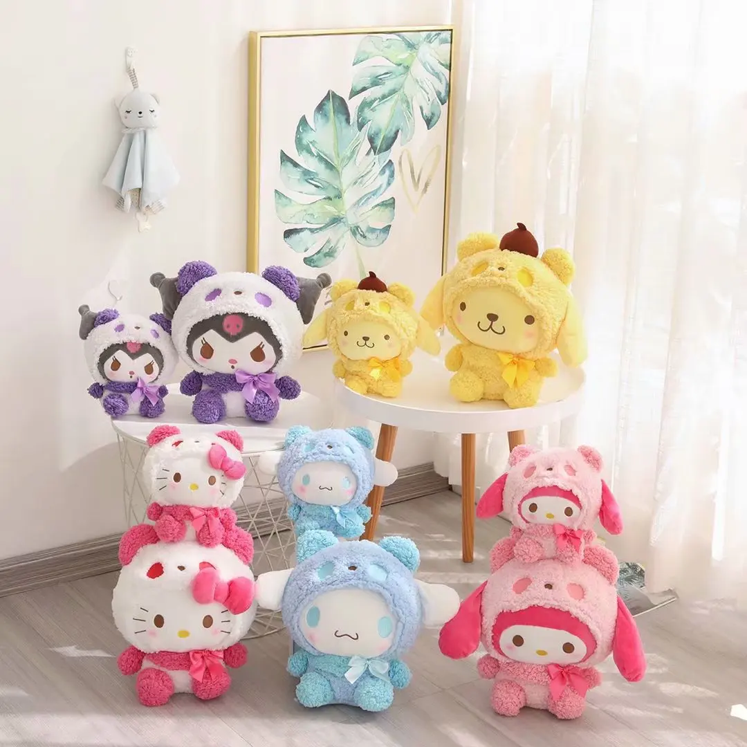 

Плюшевая игрушка Melody Kuromi Cinnamoroll KT Cat Pom Purin, милая мягкая кукла-животное, прекрасный аниме игрушка для декомпрессии, подарок для девочки