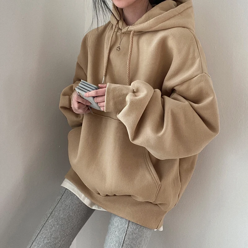 

WeiYao Harajuku Solid Casual Winter Sweatshirts Korean Fashion Preppy Style Vintage Hoodies Women Lantern Sleeve Pullovers Y2K