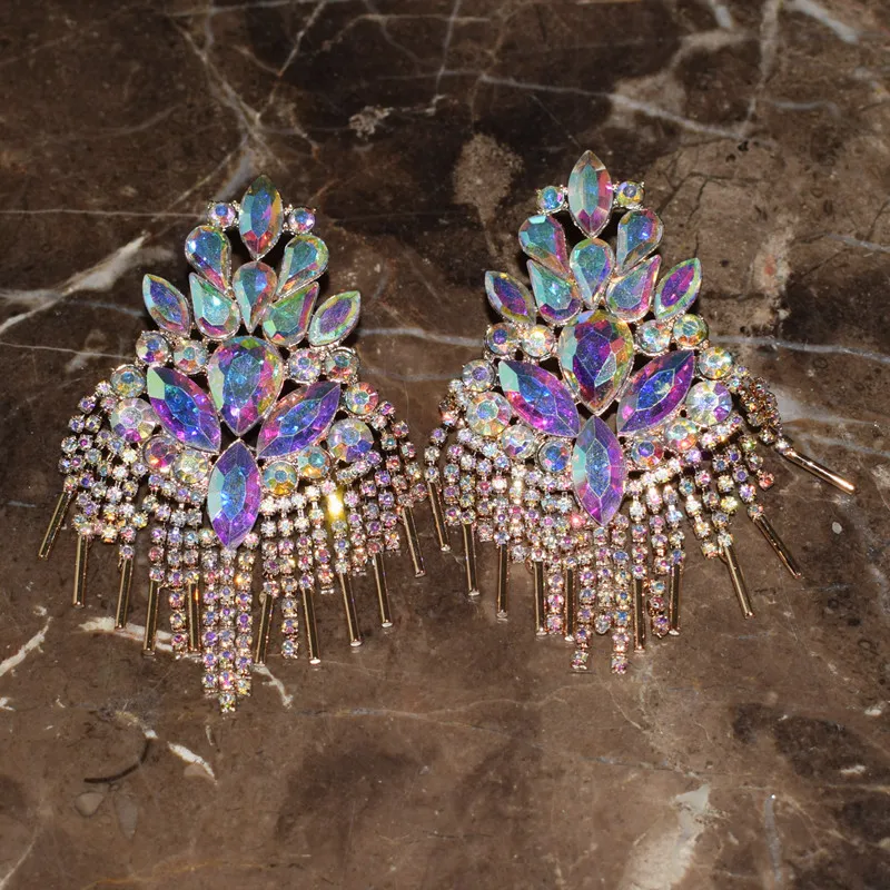 Новый дизайн женские модные блестящие Висячие серьги Стразы с цветами ювелирные