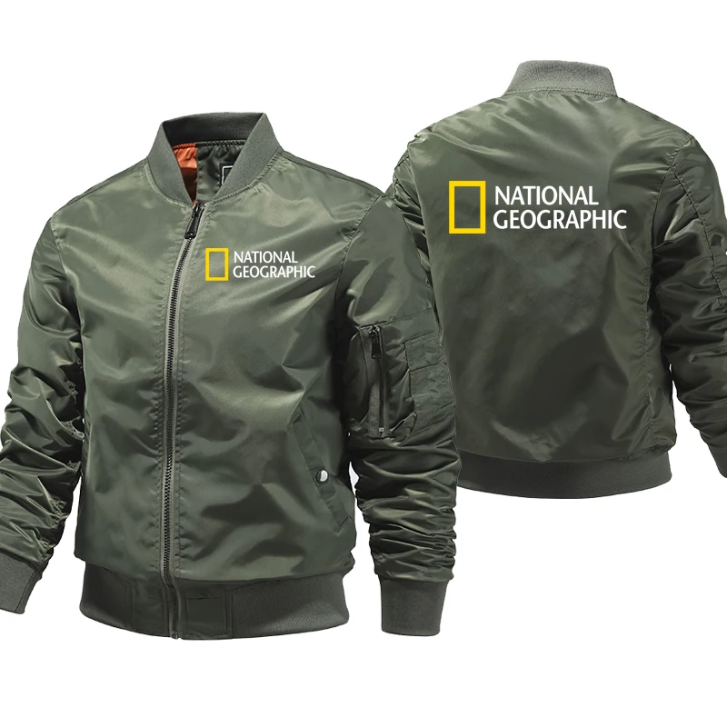 Мужская куртка-бомбер с большим принтом теплая Повседневная куртка в стиле