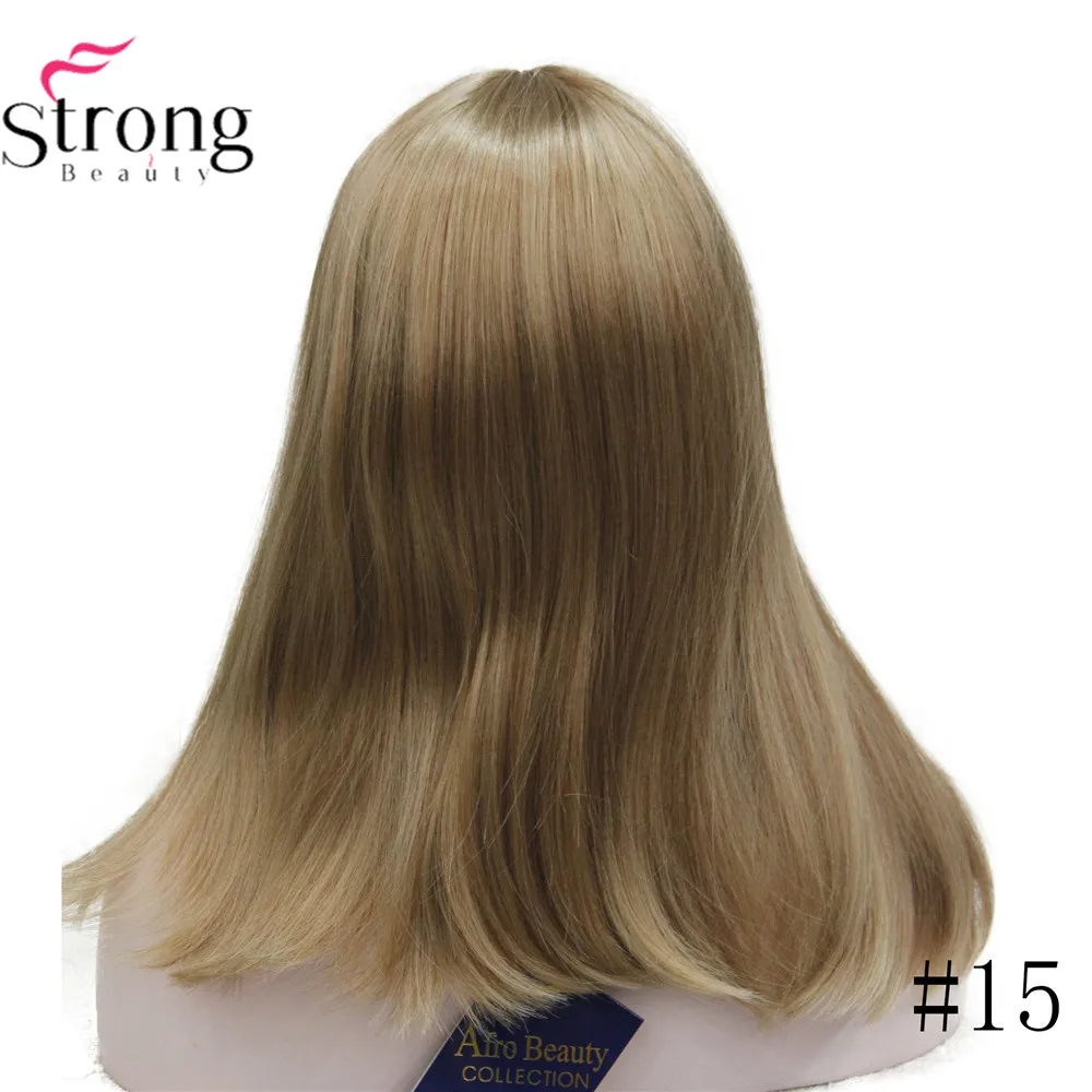 15 StrongBeauty Женские синтетические парики волосы черный/Блонд длинные прямые аккуратная челка стиль Natura парик волосы - Цвет: 15